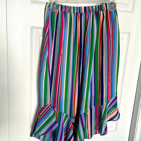 Bright Multicolored Striped Skirt with Ruffle hem - Picture 4 of 10